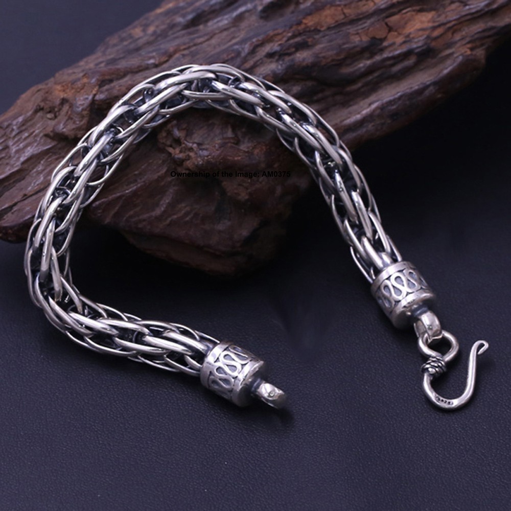 Pure 925 Sterling Silver 9mm Oval Link Chain Round Men’s Bracelet 7.5-8.66inch