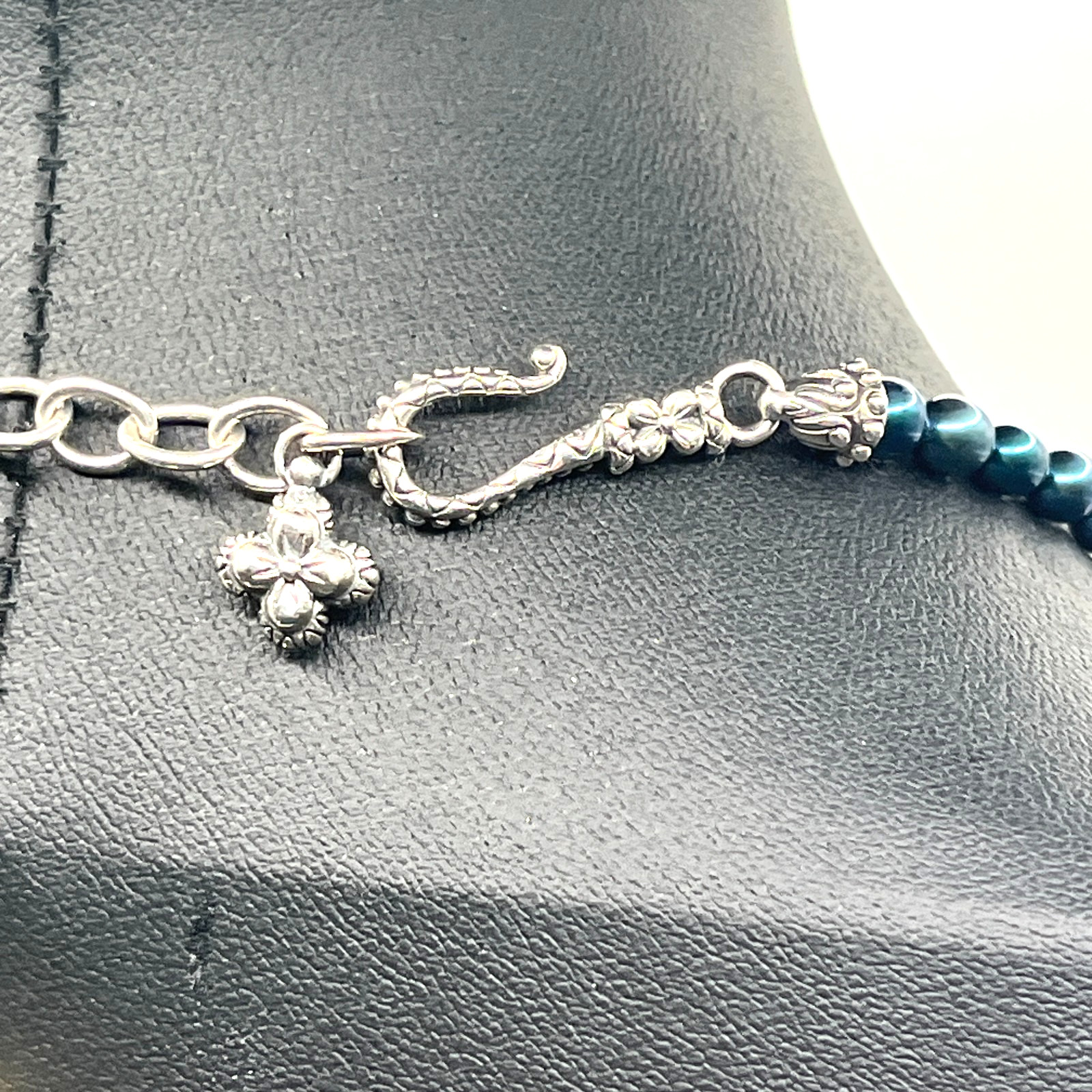 Barbara Bixby Necklace 16 to 20″ Blue Pearl Station Hook Dainty Sterling 925