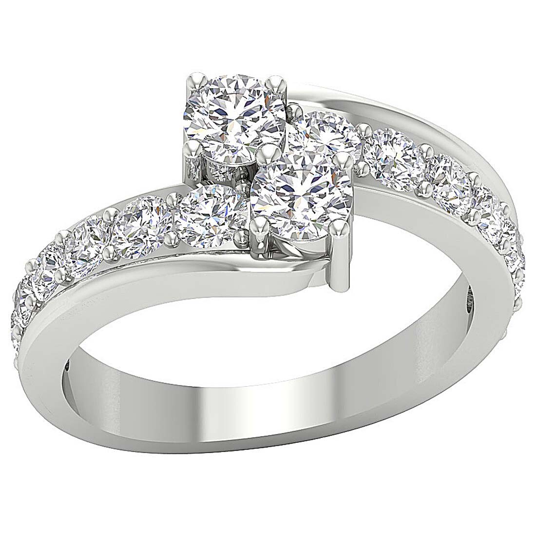 Round Diamond 14K Gold SI1 G 2.10Ct Forever Us Two Stone Journey Solitaire Ring