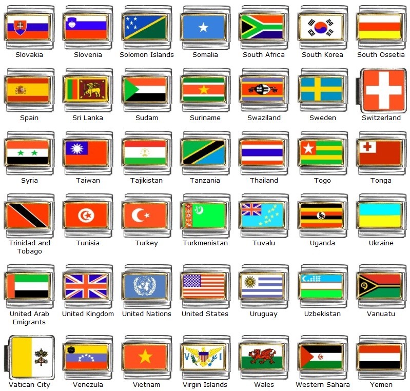 Country FLAG ITALIAN CHARM for your bracelet choose from 200+ World Flags 9mm