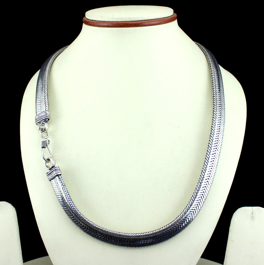 NATURAL PLAIN FLAT SNAKE CHAIN NECKLACE 155 GRAMS