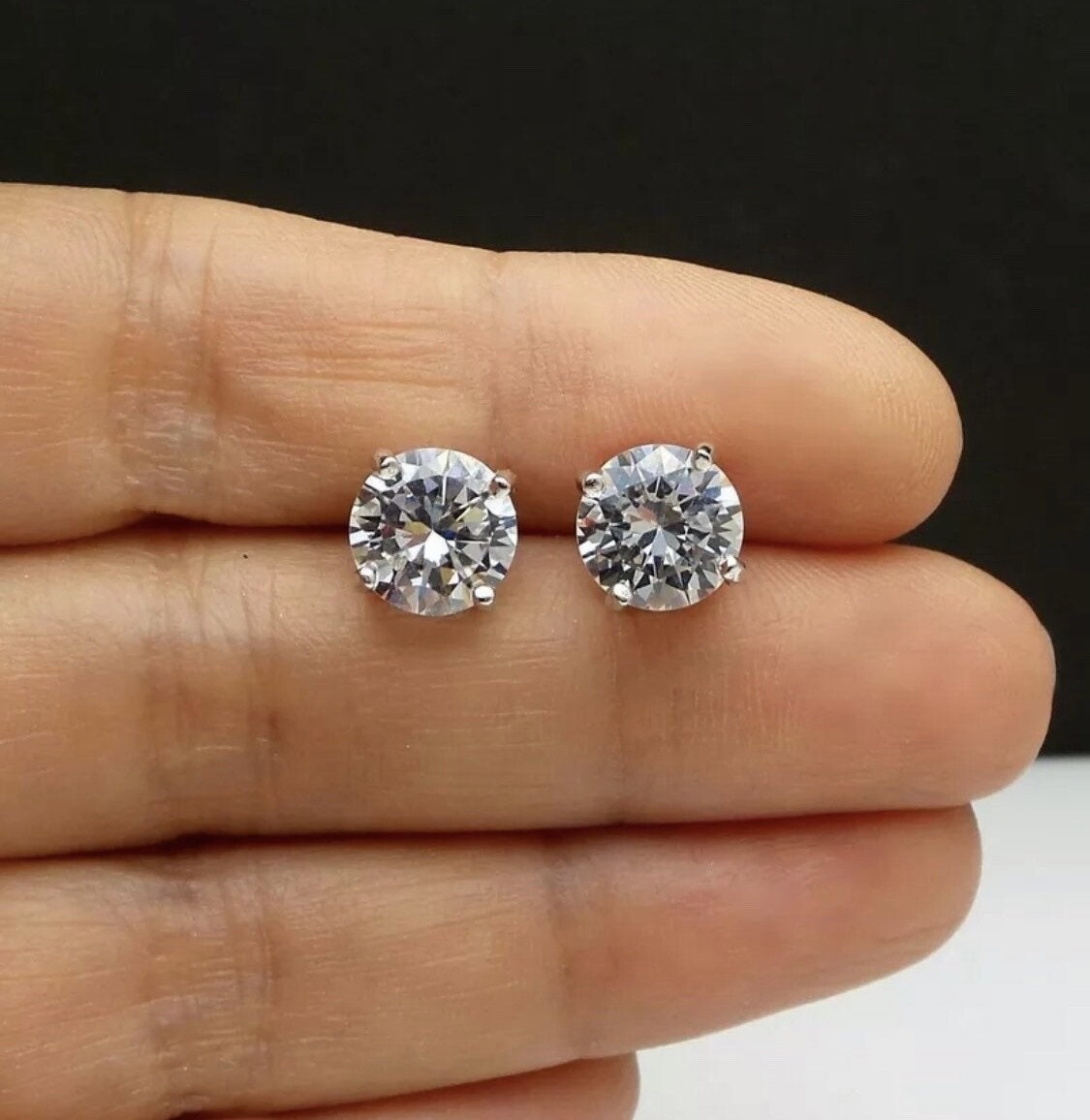 925 STERLING SILVER 6MM Round Cut AAA Crystal CZ Studs Anti Tarnish Unisex USA