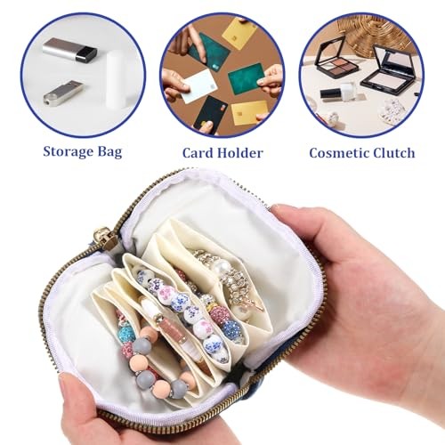 Travel Jewelry Cases 6-Layer Velvet Zipper Pouch Bag Jewelry Organizer Cases