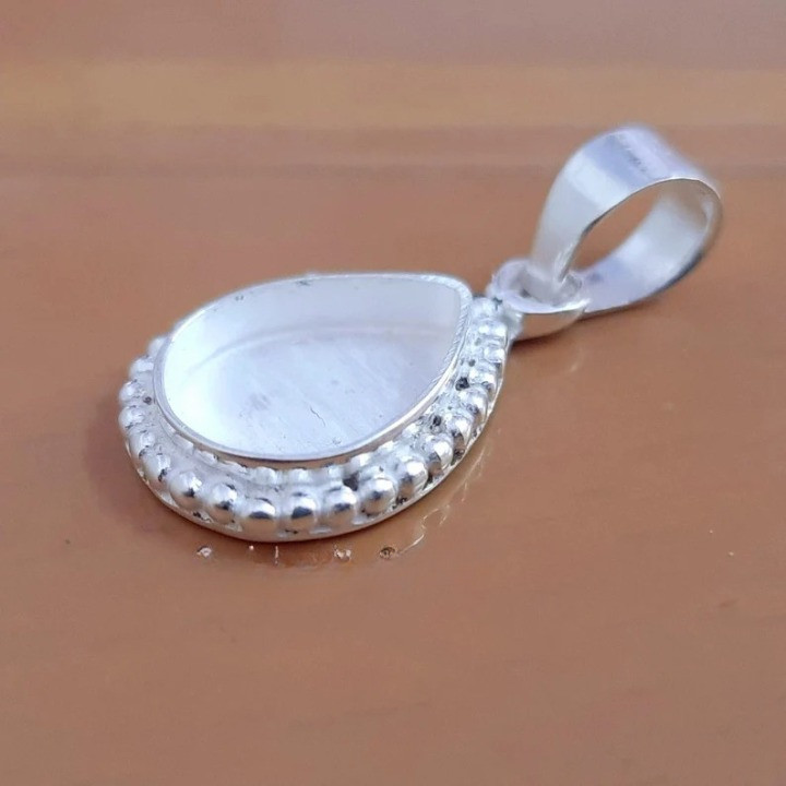 925 Sterling Silver 7x9mm Pear Bezel Pendant Blank Handmade DIY Jewelry Making