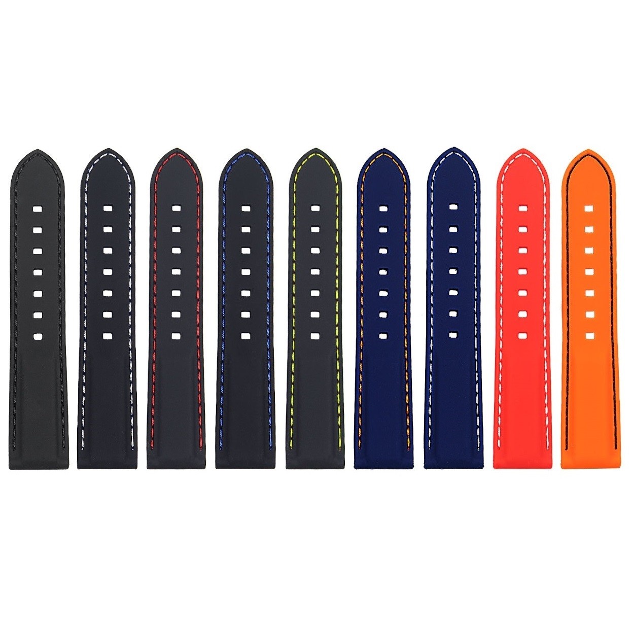 StrapsCo Stitched Premium Silicone Rubber Watch Band Strap Quick Release 20mm