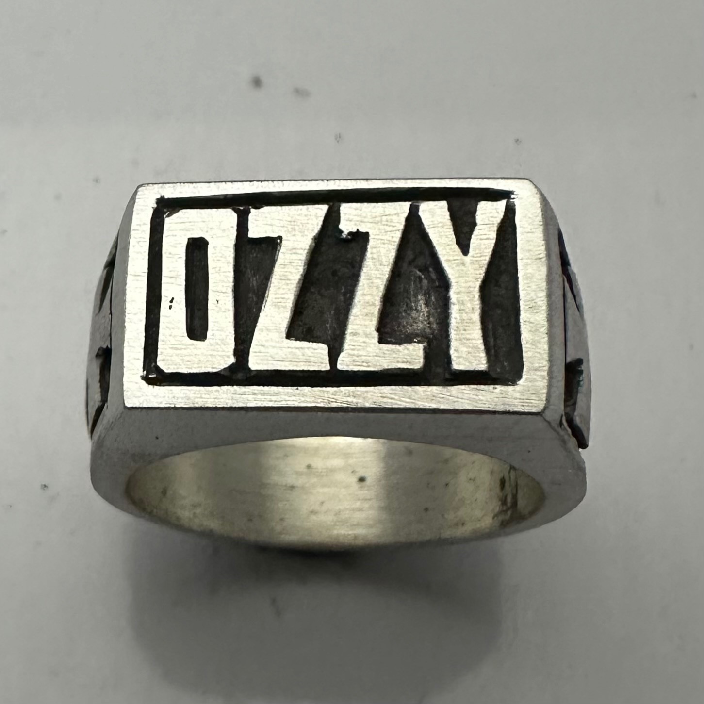 MJG STERLING SILVER OZZY RING. SIZE 10. SABBATH. GUITAR PLAYER. 19 GRAMS