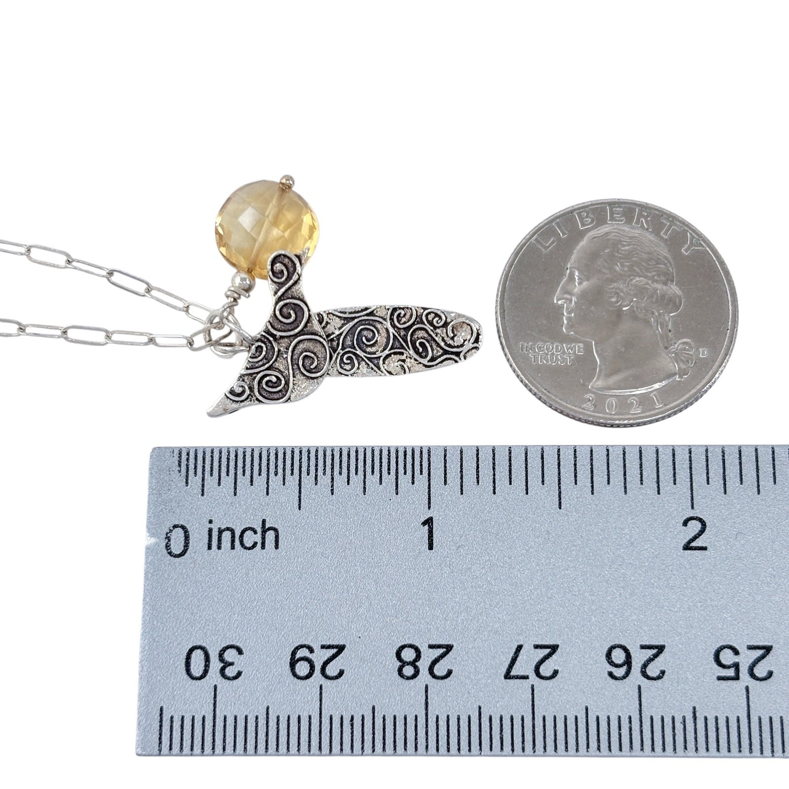 Vintage Sterling Silver 925 Citrine Bird Charm Pendant