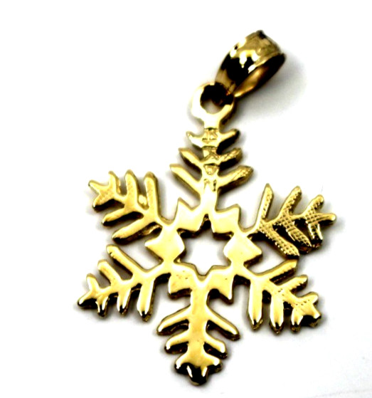 14k Yellow Gold Snowflake Pendant 0.70″in