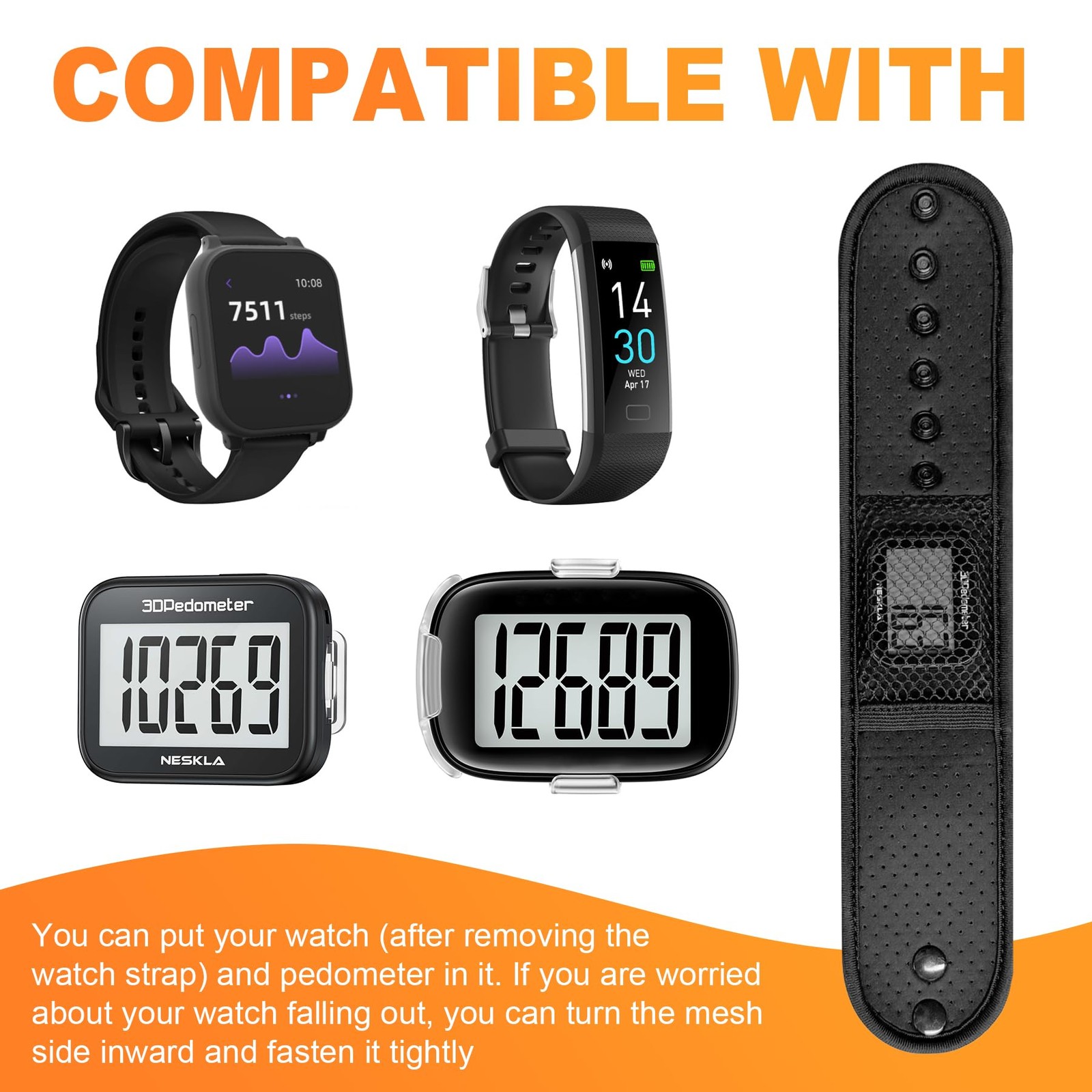 NESKLA Ankle Straps for Fitness Trackers, Soft Adjustment 13″, Black