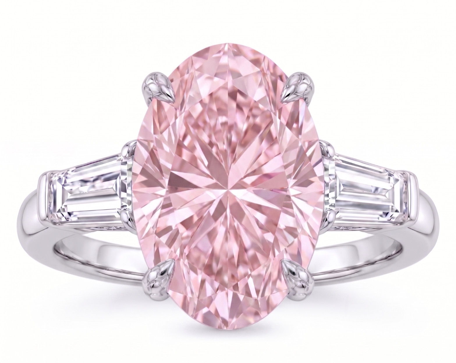 8.00 Ct Certified Oval Shape Pink Natural Diamond Ring VVS1 White Gold Finish