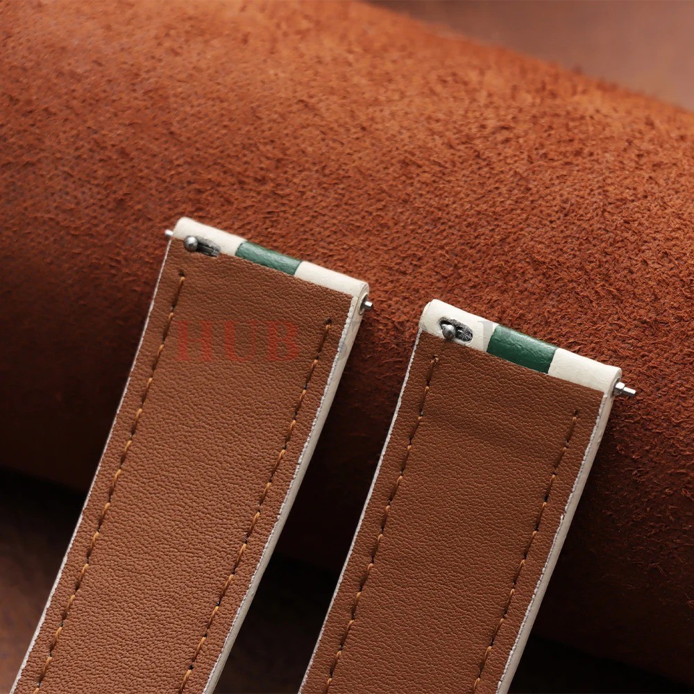 22mm 20mm Genuine Calfskin Leather Watchband for Omega Seiko Butterfly Buckle