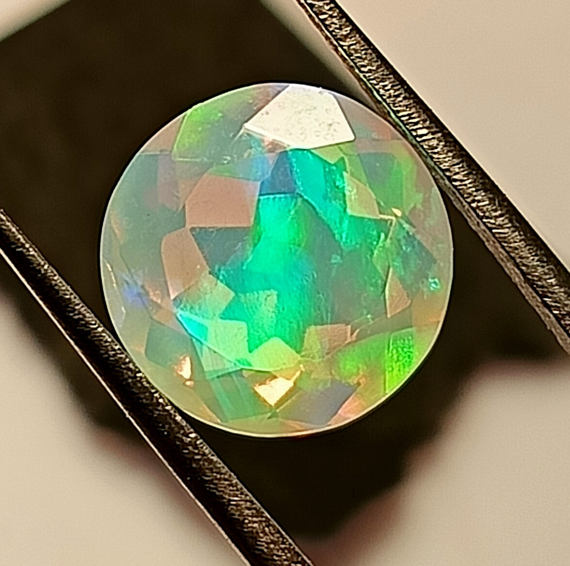 10.7 mm Round Natural Ethiopian Fire Opal Play Of Color Faceted Gemstone 3.15 CT