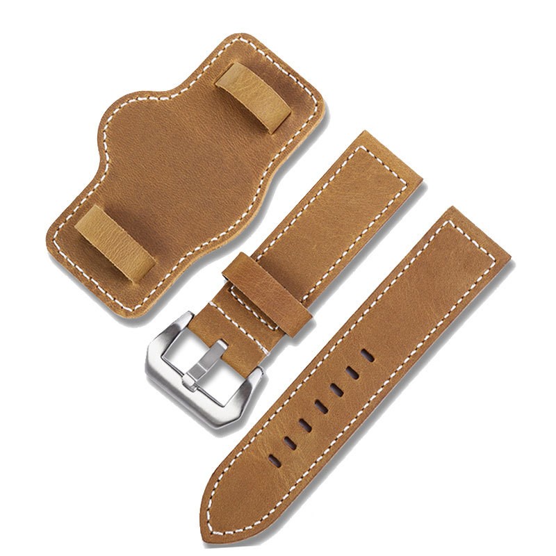 Quality Men’s Rugged Large Genuine Leather Watch Strap Tray Band 20 22 24 26mm