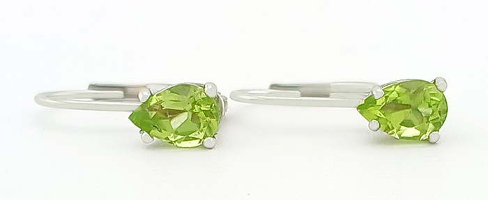 GENUINE 0.82 Cts PERIDOT DANGLING EARRINGS 14K WHITE GOLD – Free Certificate