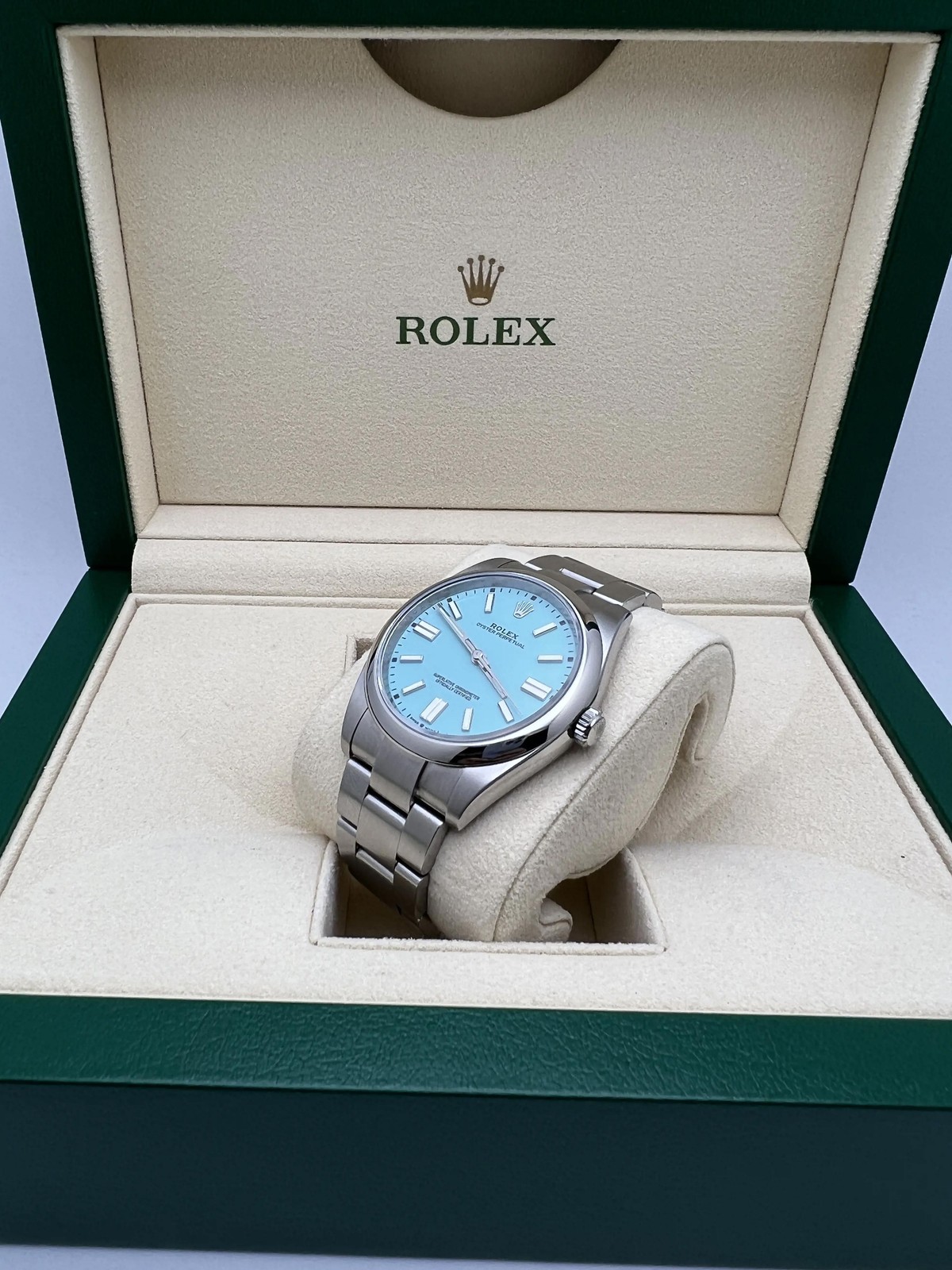 Rolex Oyster Perpetual 41mm 124300 Custom Turquoise Dial Box & Papers + Original