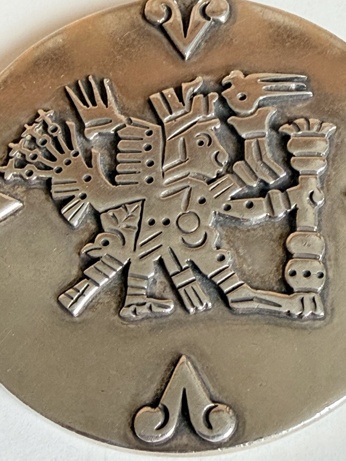 Vintage Sterling Silver Pendant Kukulcan Deity Mayan Mythology 57 Grams! Signed