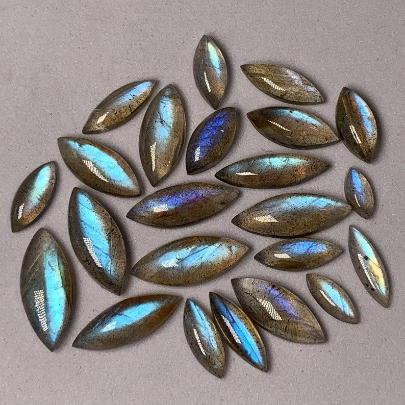 AAAAA Excellent Labradorite Lot Marquise Shape Cabochon Blue Fire 4×10-8×18 MM