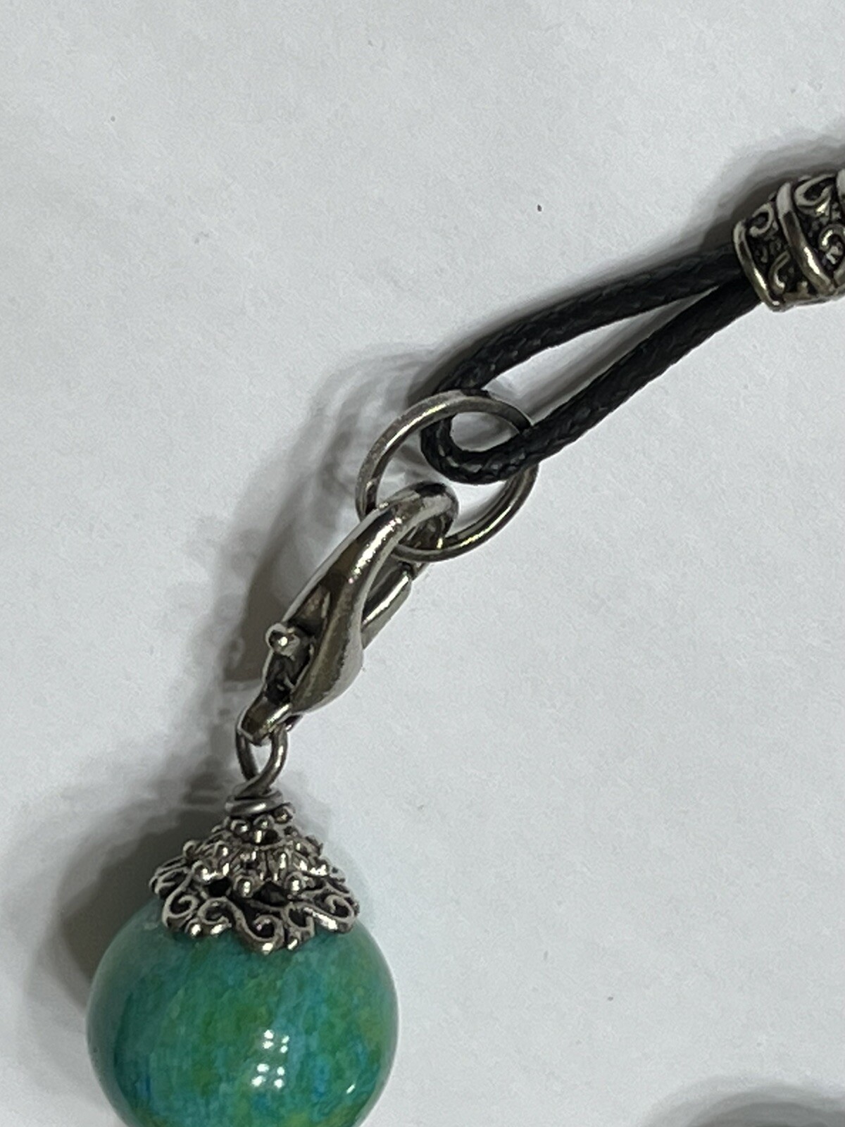 Beaded CLIP-ON GEMSTONE CHARM Necklace. length 24 in. Charm 8 3/4 in