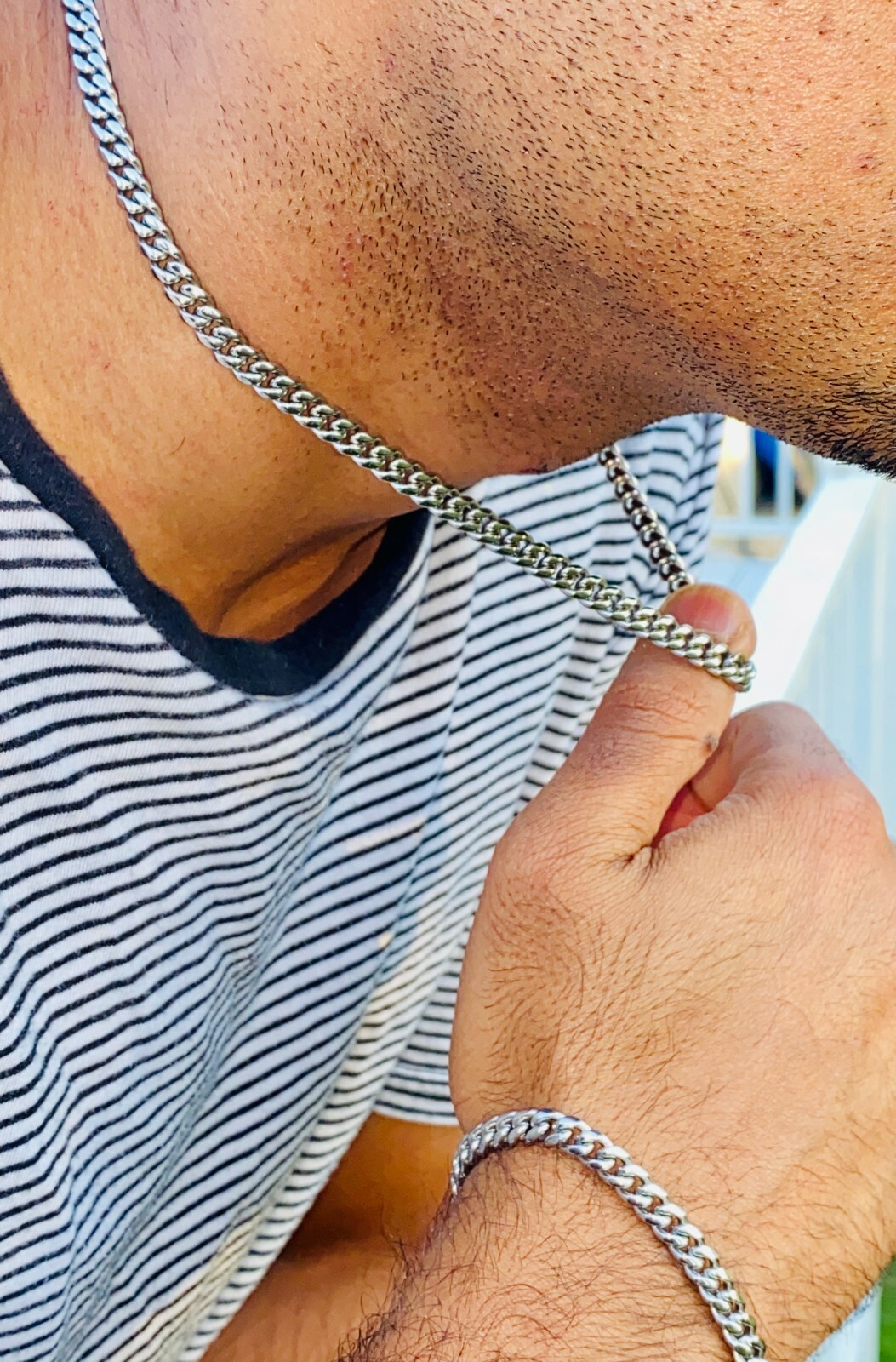 Solid 14K Rhodium GOLD FINISH Miami Cubn Link Chain Cuban