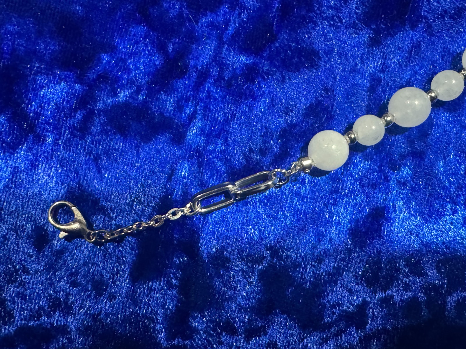 White Jade Beaded Tennis Necklace Chain 8Mm & 6 Mm 20″ + 4″ Natural Gemstone
