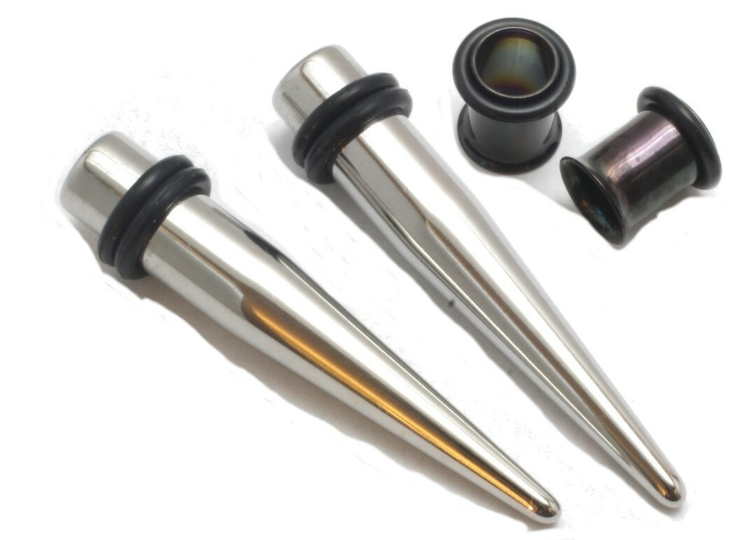 00g 10mm Black Tunnels Steel Tapers plugs ear gauges Stretching Gauging Kit