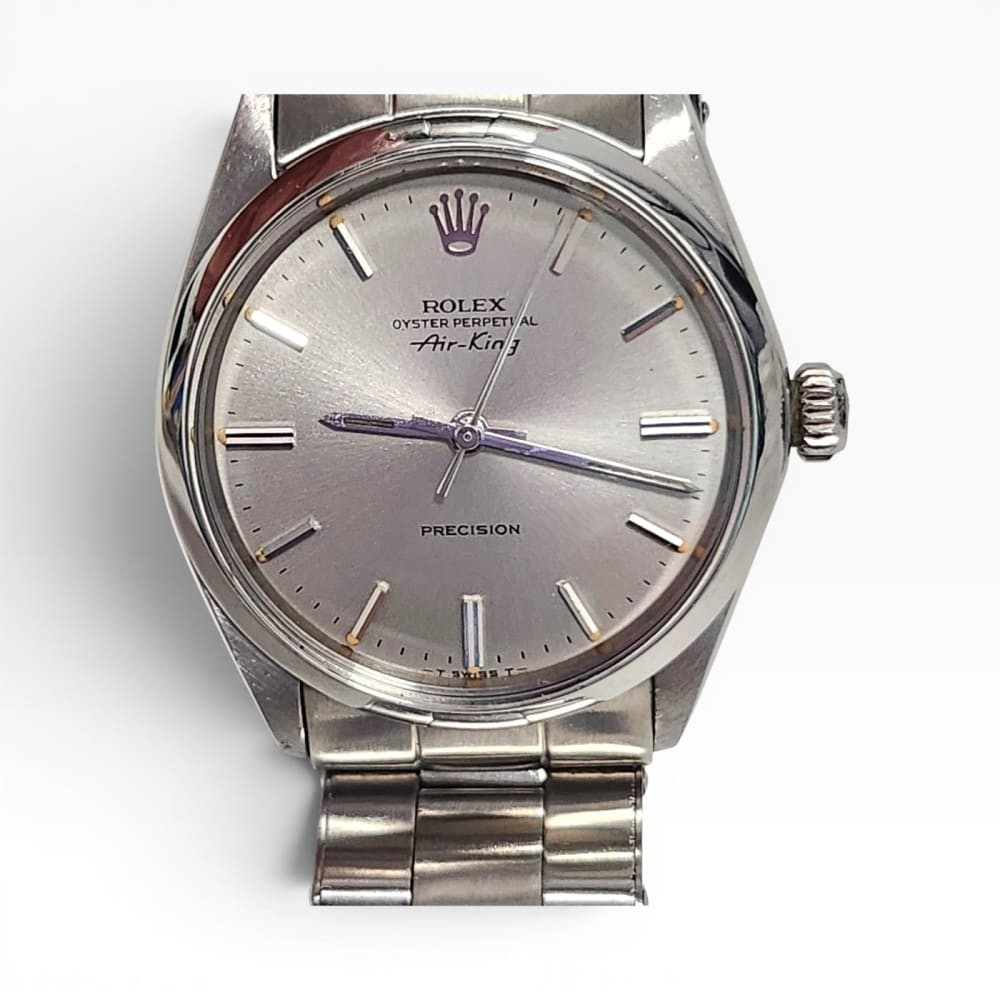 Full Set 1971 Rolex Mens Air King Precision 34 mm Steel Automatic Watch 5500