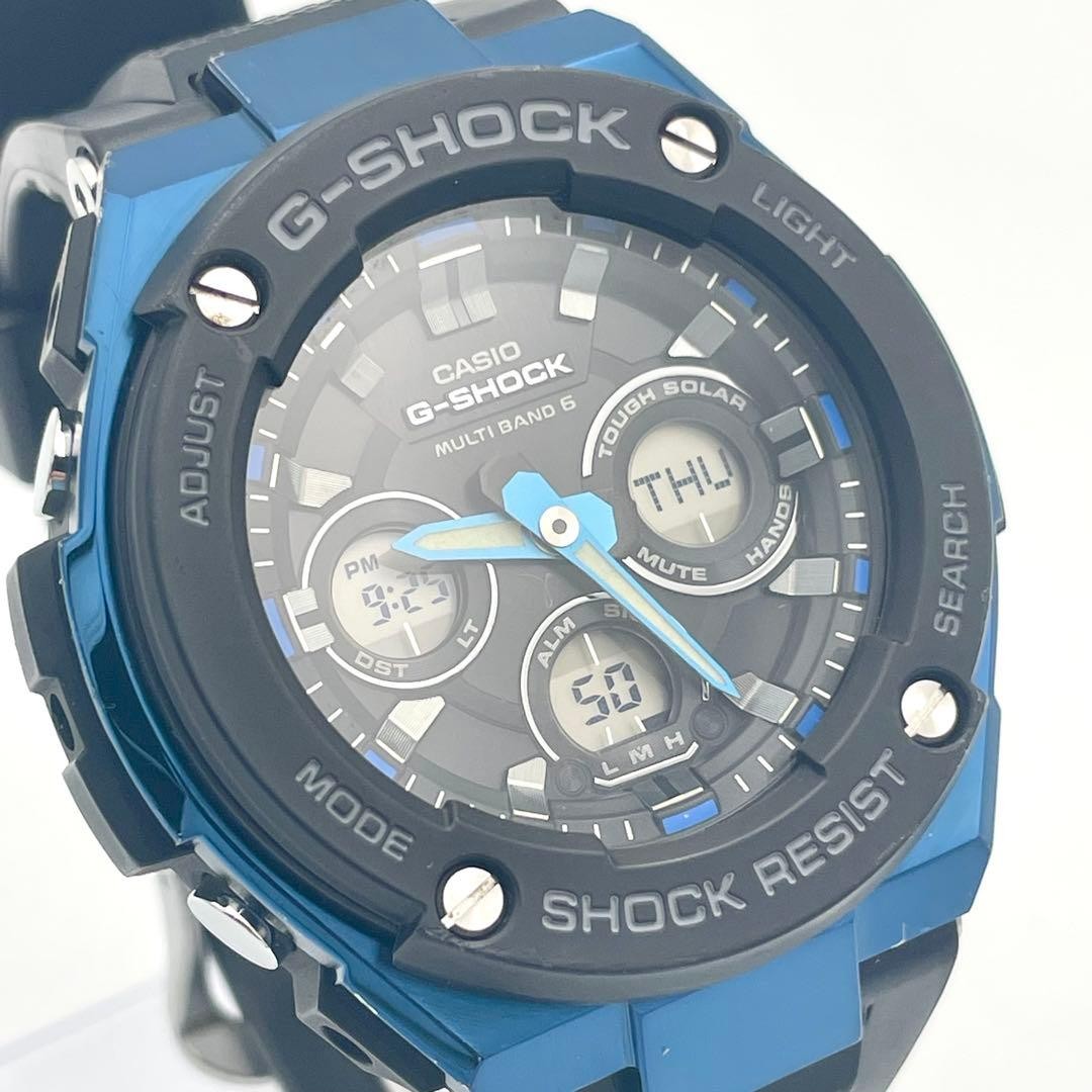 CASIO G-SHOCK GST-W300G-1A2JF Blue Black Analog Digital Watch Used Japan