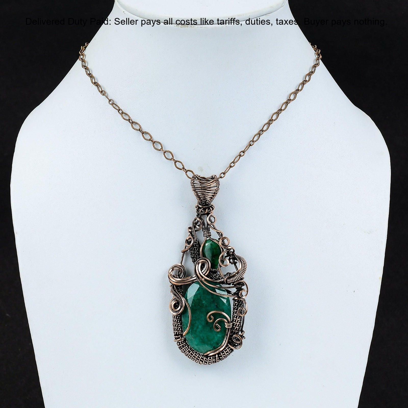 Valentines Deal Copper Zambian Gemstone Handmade New Wire Wrapped Sister Pendant