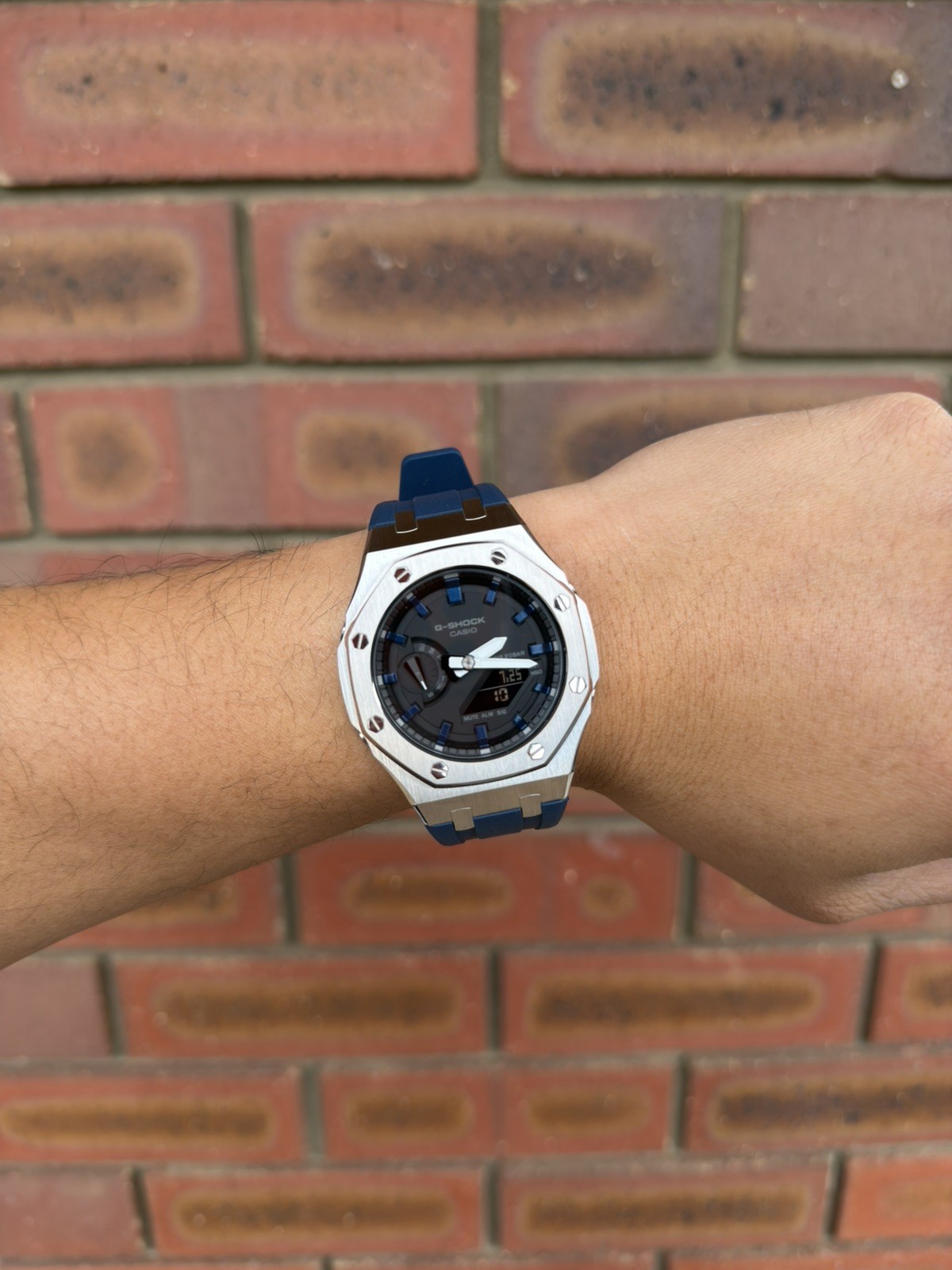 Casio G-Shock GA-2100 Custom Mod Premium SS Case With FKM Band, Navi Blue
