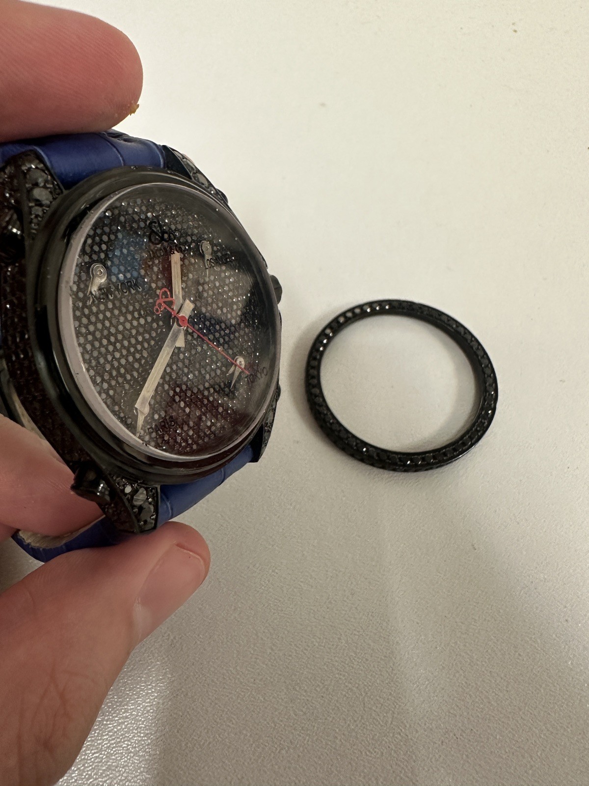 Jacob & Co 5 Time Zone Full Iced Out Factory Black Diamond PVD 40mm Watch JC-130