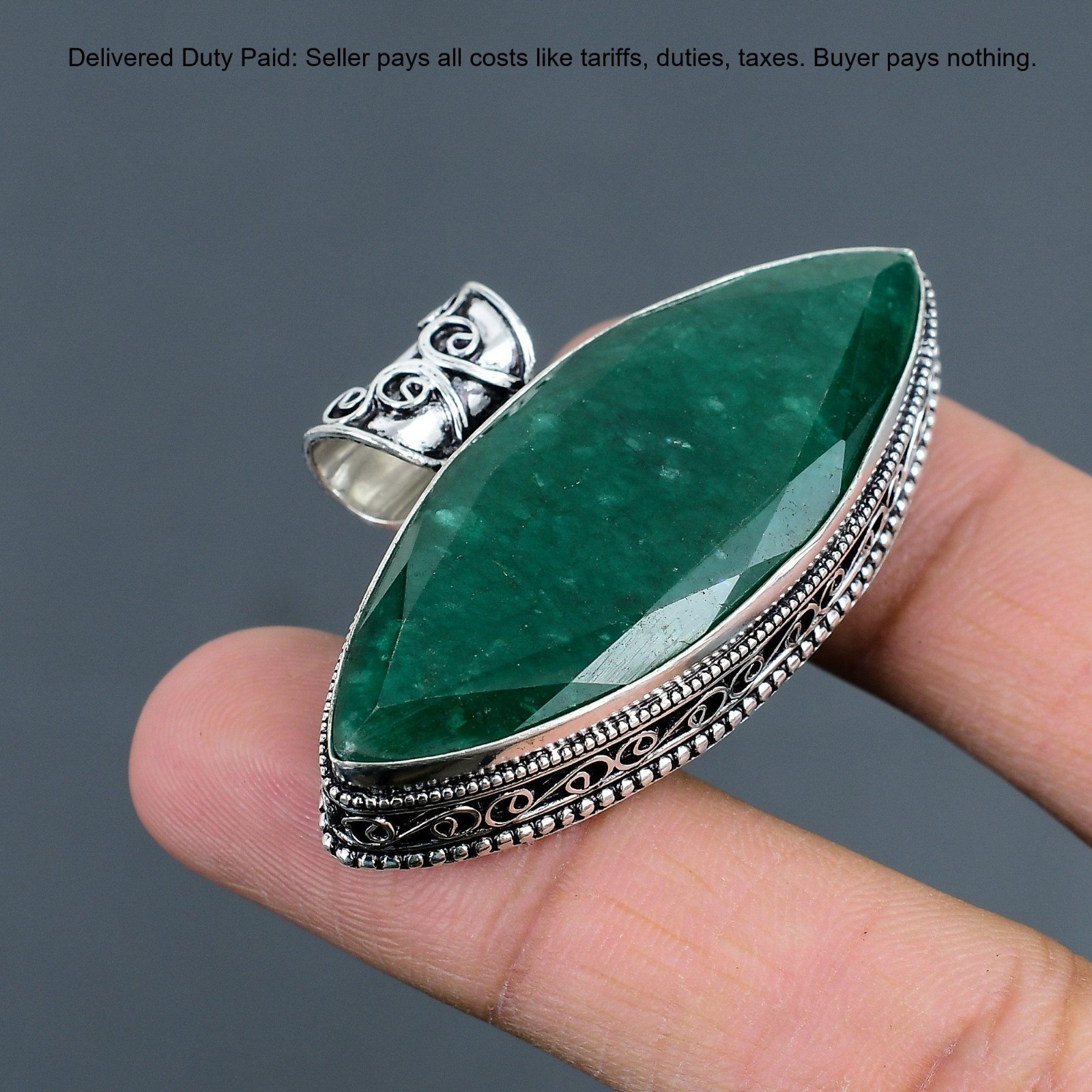 Natural Zambian Emrald Sterling Silver Bezel New Vintage Wedding Pendant Jewelry
