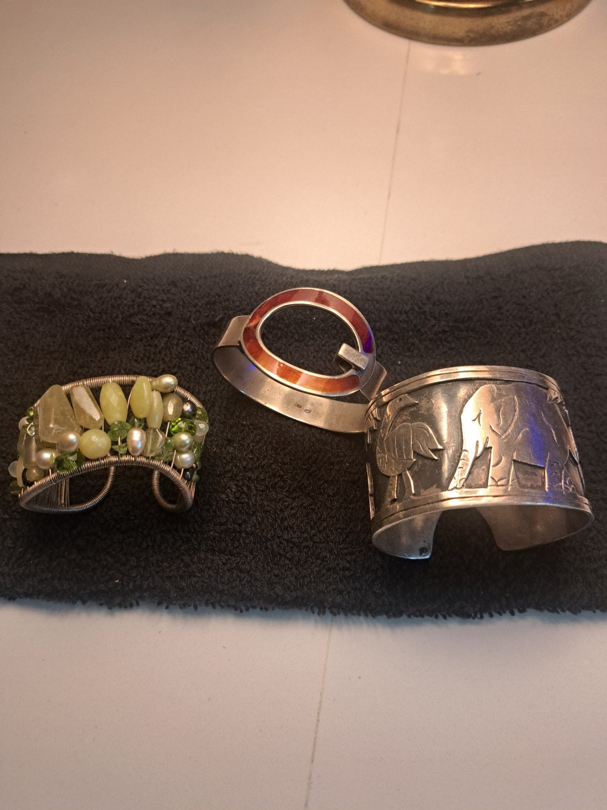 Tana Action Jewel Cuff, Animal Handmade Cuff 925 Stunning 800 Enamel Bracelet