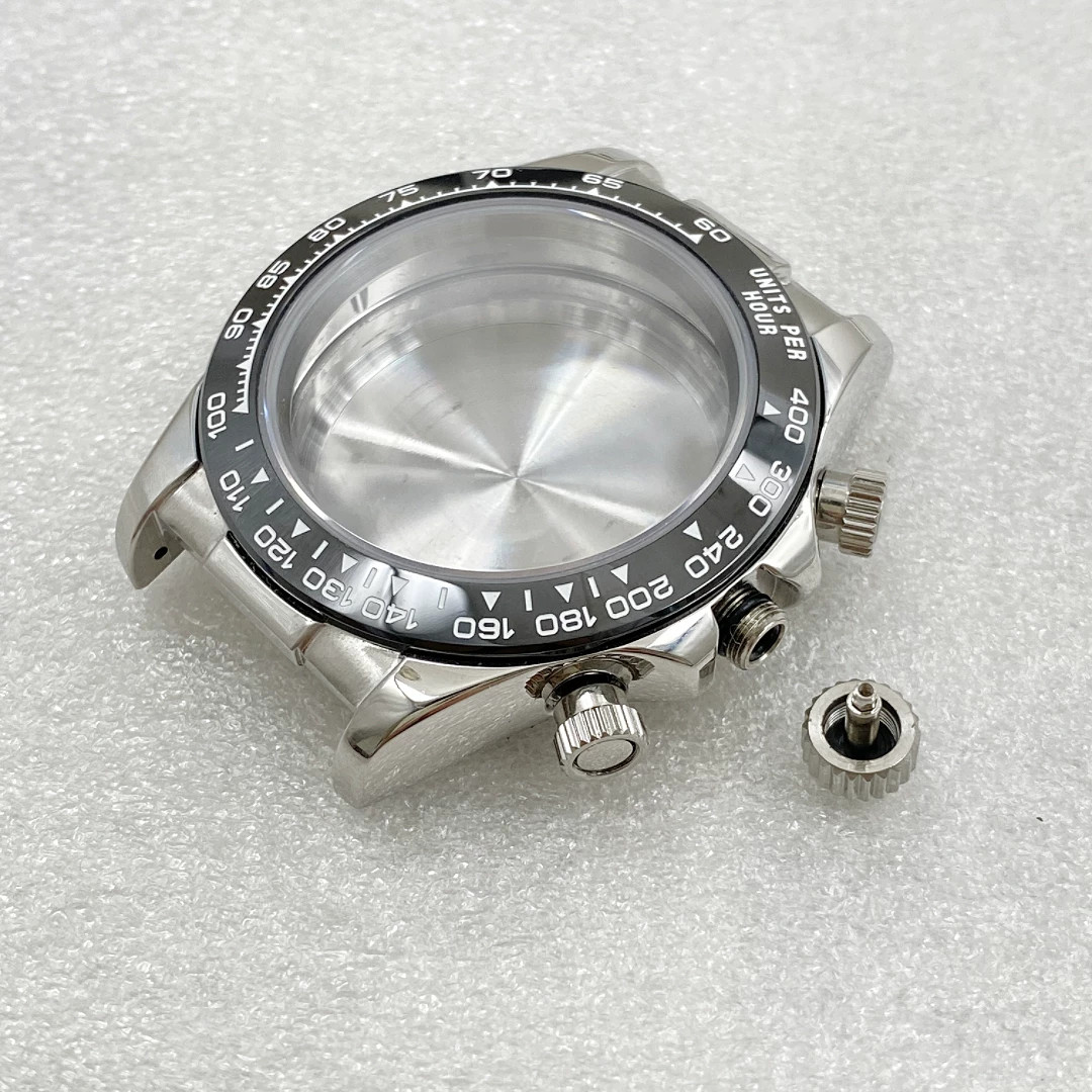 40mm Stainless Watch Case Sapphire for VK63 Movement 29.5mm Dial Watch Parts