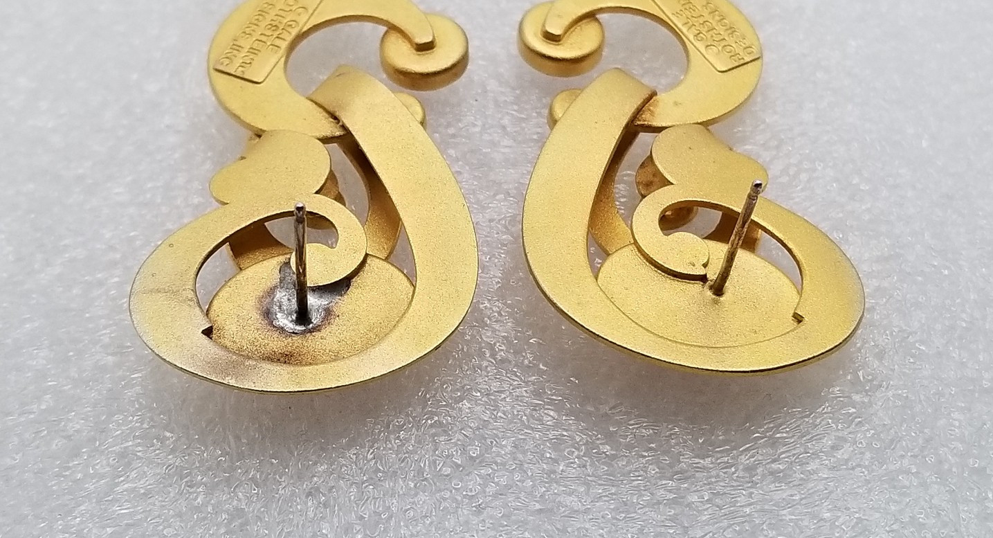 Vintage Gale Rothstein Semi-Precious Stones Gold Plated Dangle Pieced Earrings