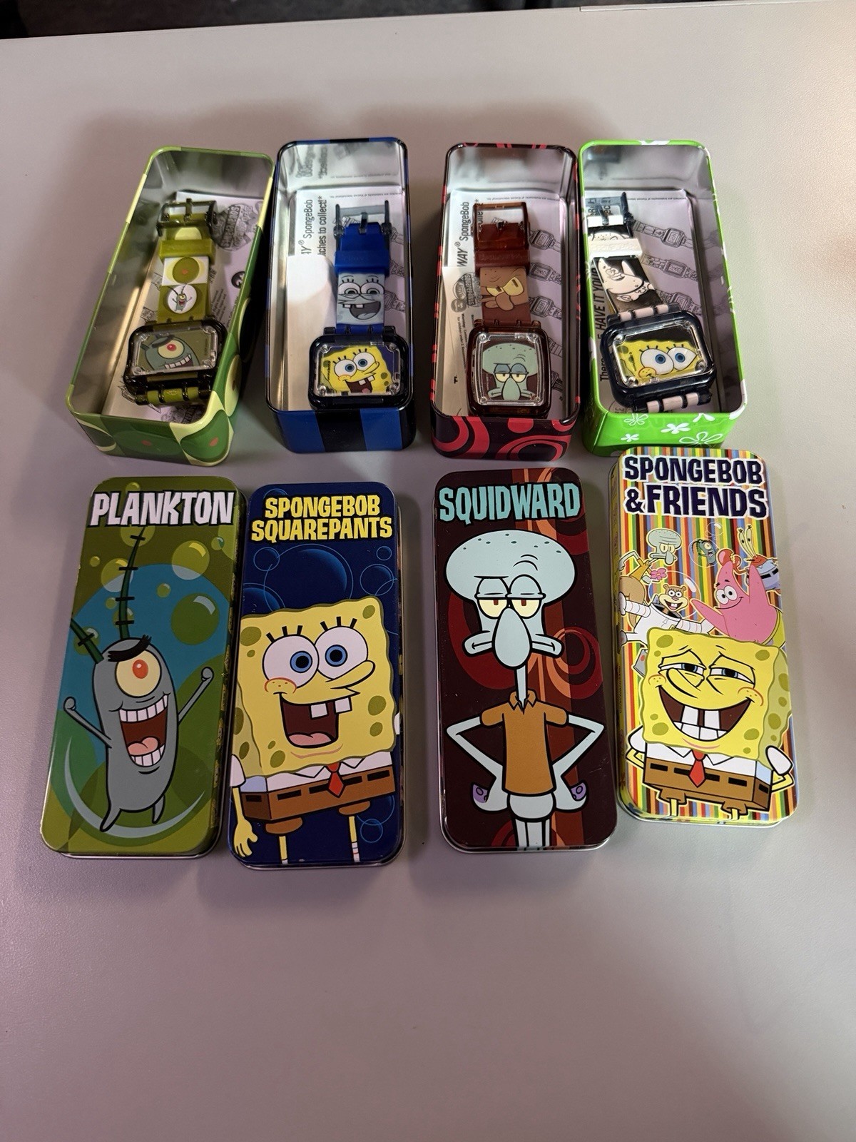 2005 Burger King SpongeBob Reversible Watches Squidward, Plankton, Patrick, & SB