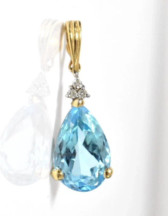 3.17 Ct Pear Cut Aquamarine Pendant Wedding pendant 14K Yellow Gold