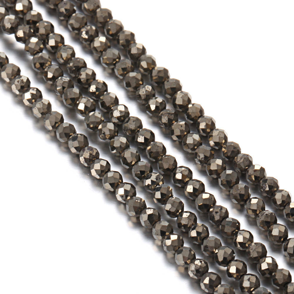 Gold Pyrite Faceted Round Beads 2mm 3mm 4mm 6mm 8mm 15.5″ Strand