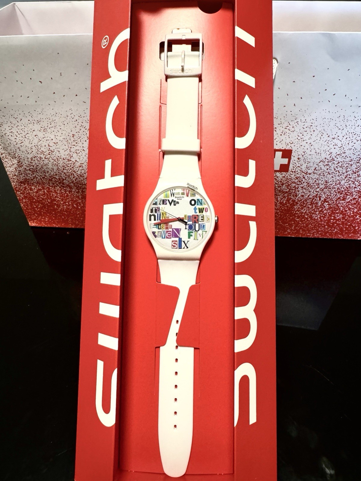 NEW🚨 Swatch MULTI COLLAGE SUOW132 41mm White Limited Edition Watch