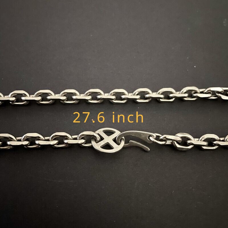 7mm TA1 Pure Titanium Batch Angle Chain Necklace Lightweight Anti Allergy 27.6″