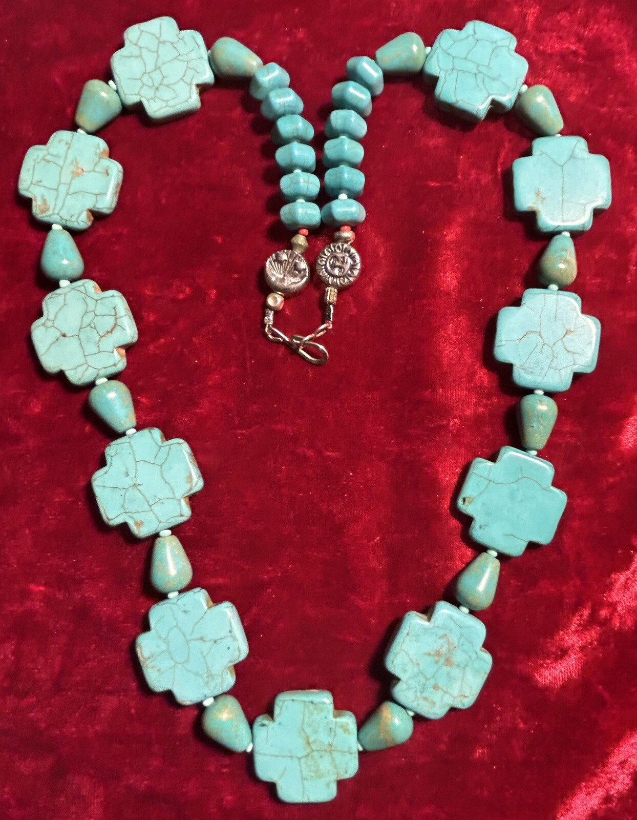 24 Inch Long Vintage India Turquoise necklace. # MP.