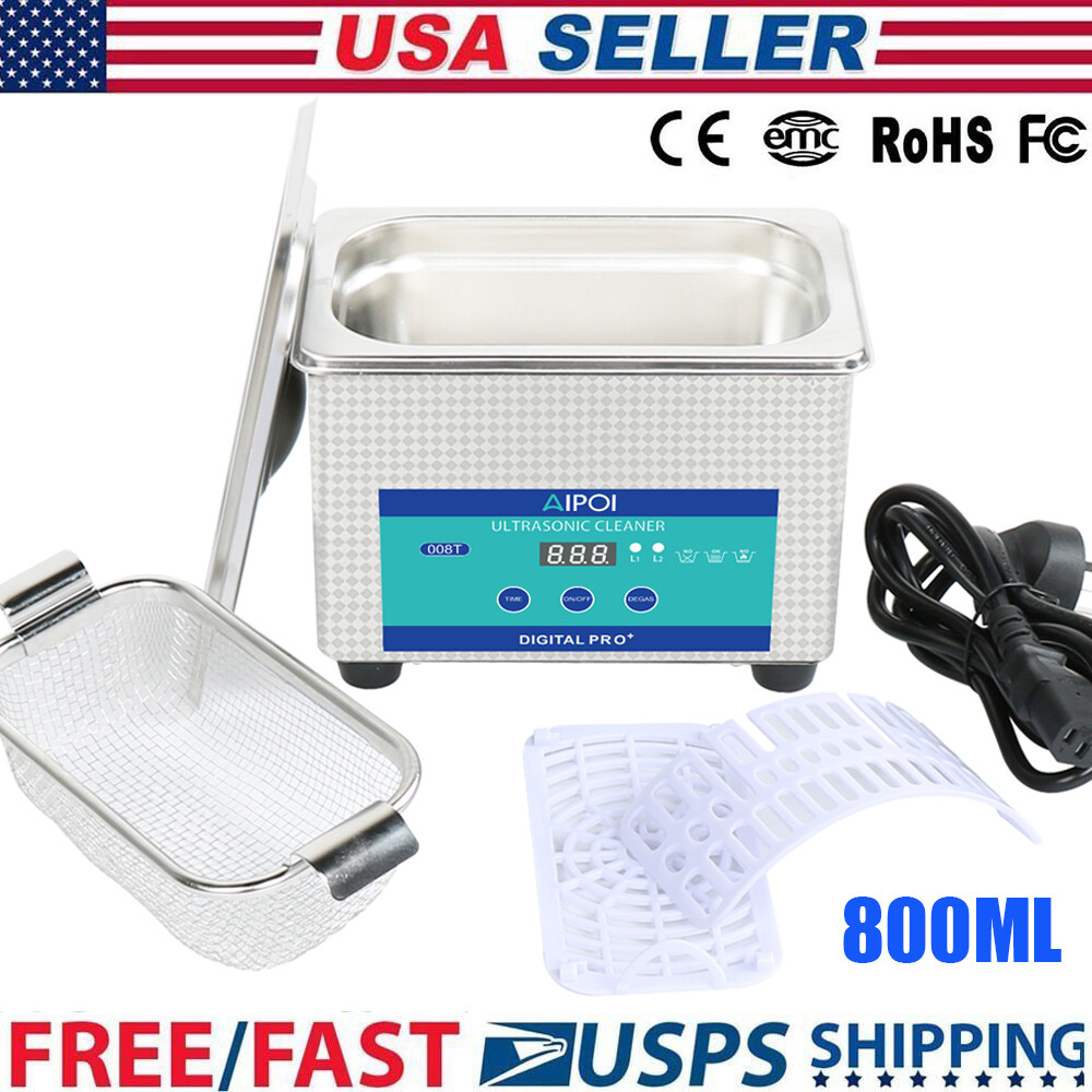 AIPOI 0.8L Ultrasonic Cleaner Digital Sonic Cleaning Equipment Stainless Steel