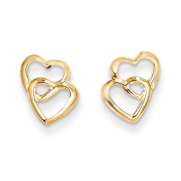 14k Yellow Gold Childrens Hearts Post Earrings