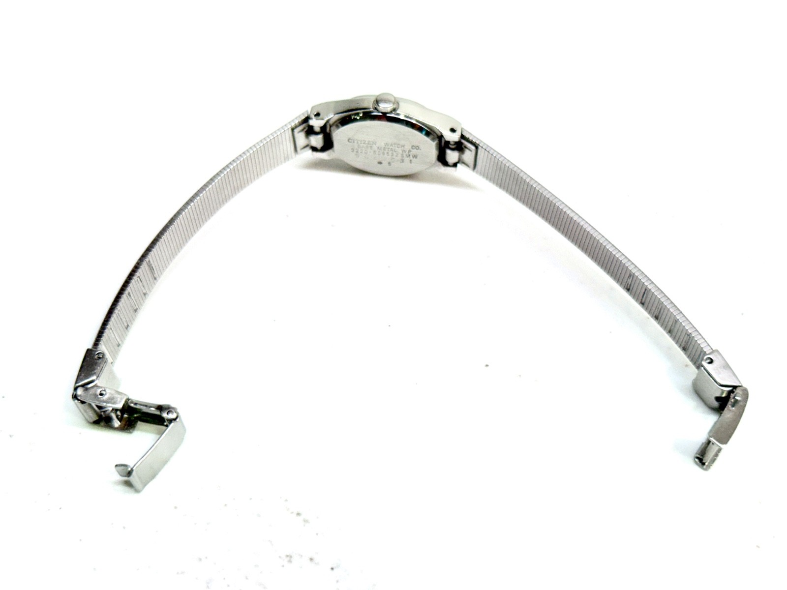 Citizen 3220 17mm Dress/Formal Textured Silver Tone Bracelet -New Battery-