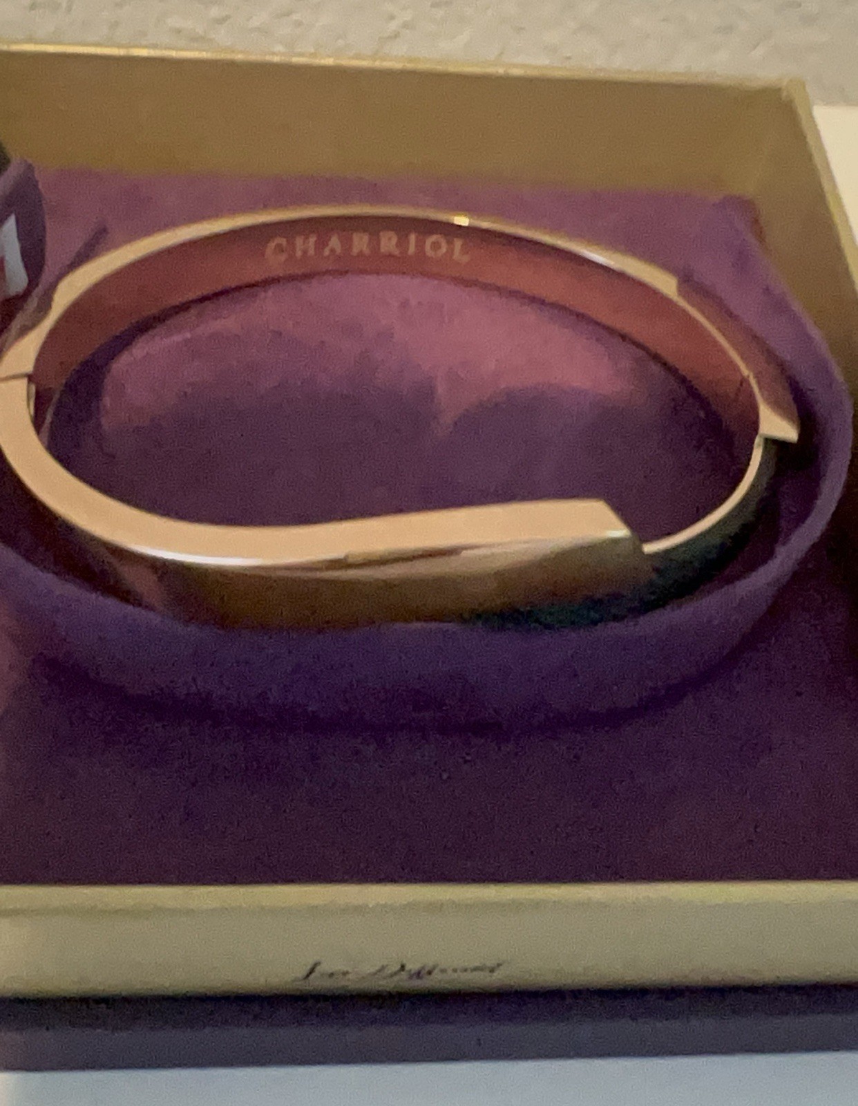 NEW Sz XLCharriol RoseGold tone Steel PVD Black Cable Shoreline Bangle Bracelet