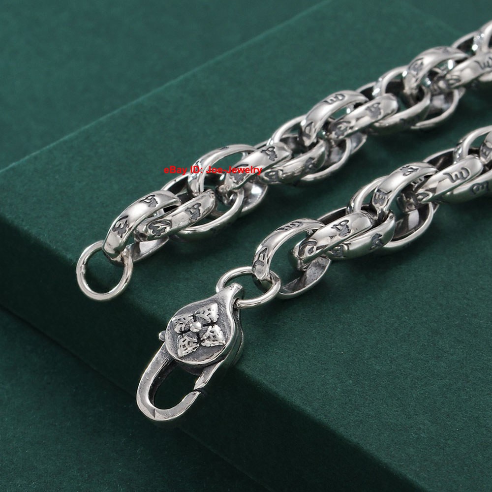 Real 925 Sterling Silver 8.5mm Sutra Oval Link Men’s Bracelet 7.87-8.66inch