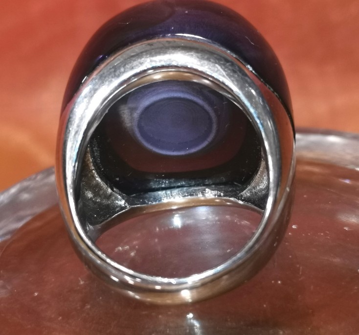 NEW Large Purple Cabochon Ring 23.7 gr. 925 Sterling Silver Size 9 – 9.5 in Box