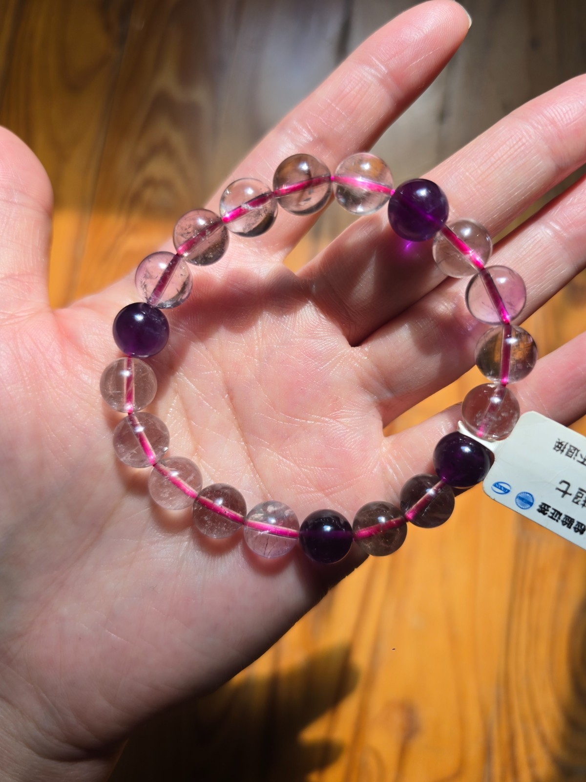 Natural Amethyst Beaded Elastic Bracelet, Gradient Purple Crystal Stretch Bracel