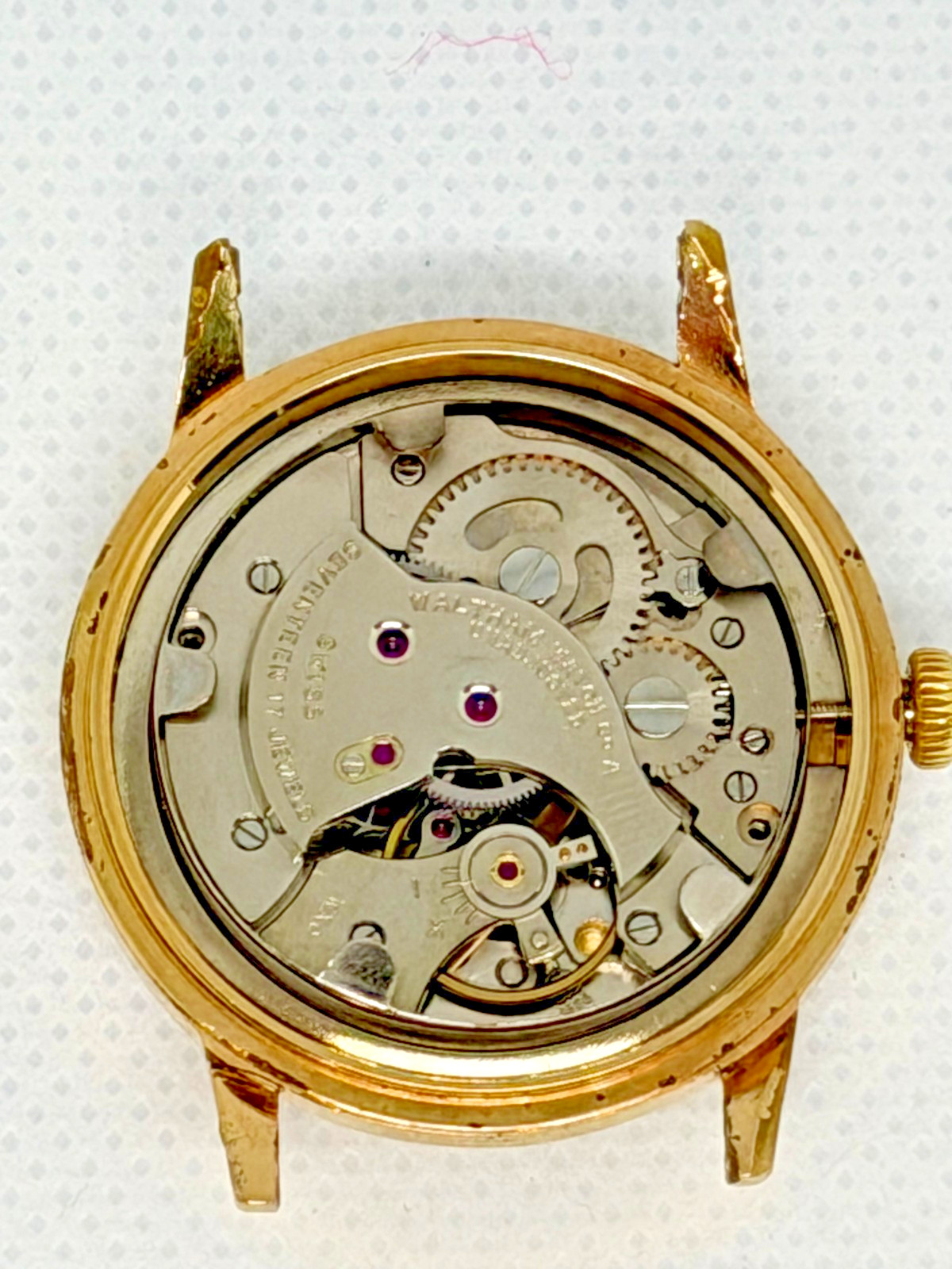 Vintage Waltham 17 Jewel Swiss Manual Wind Men’s Watch Gold Tone Red Leather