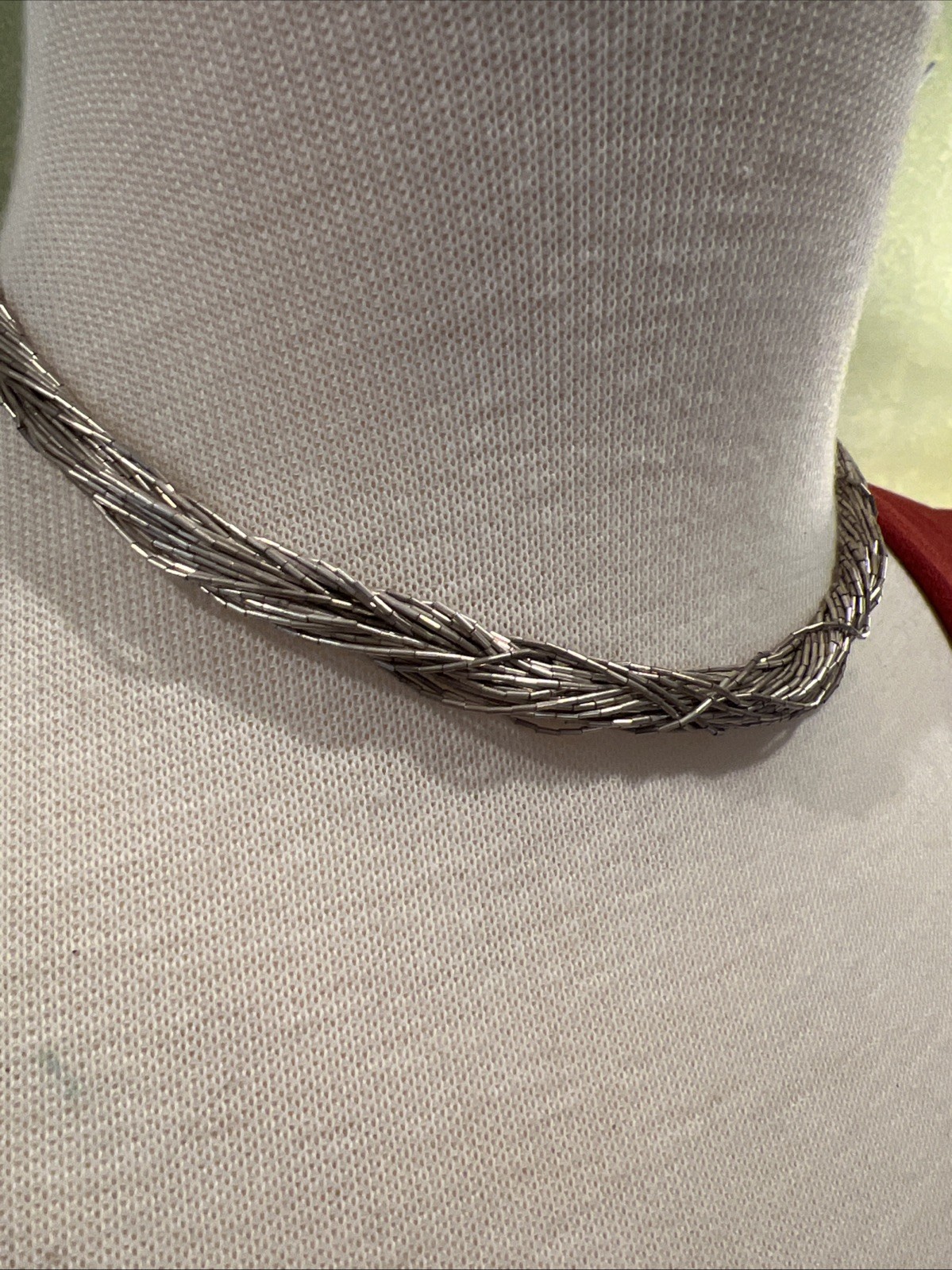 Vintage Signed Silver Liquid 15” Necklace- 925 Sterling 30 Strand