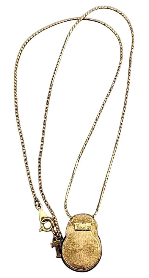 Vintage Crown Trifari Pacman Pendant Necklace Gold-tone & Black Acrylic 18″ Rare